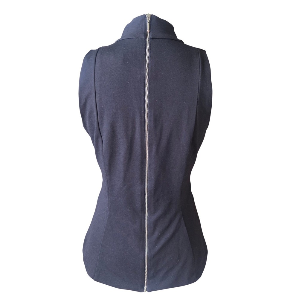 WHBM Black Mock Neck Top Full Zip Back Sleeveless Size 6 Goth Corporate Grunge - Picture 2 of 10